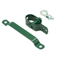 Napinacz do siatki ogrodzeniowej ze śrubą i opaską na słupki 48 mm zielony