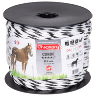 Mocna lina pastucha elektrycznego - gruba 6mm, biało-czarna - szpula 200m