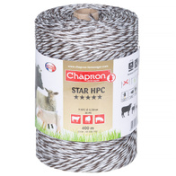 Plecionka biało-brązowa do pastucha STAR HPC 400 m - mega niska oporność jakość PREMIUM