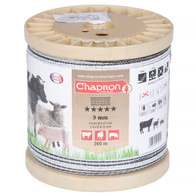 Taśma biało-czarna 9 mm do pastucha MIXED WIRES 200 m - mega niska oporność