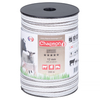 Taśma biało-brązowa 12 mm do pastucha HPC 200 m - mega niska oporność