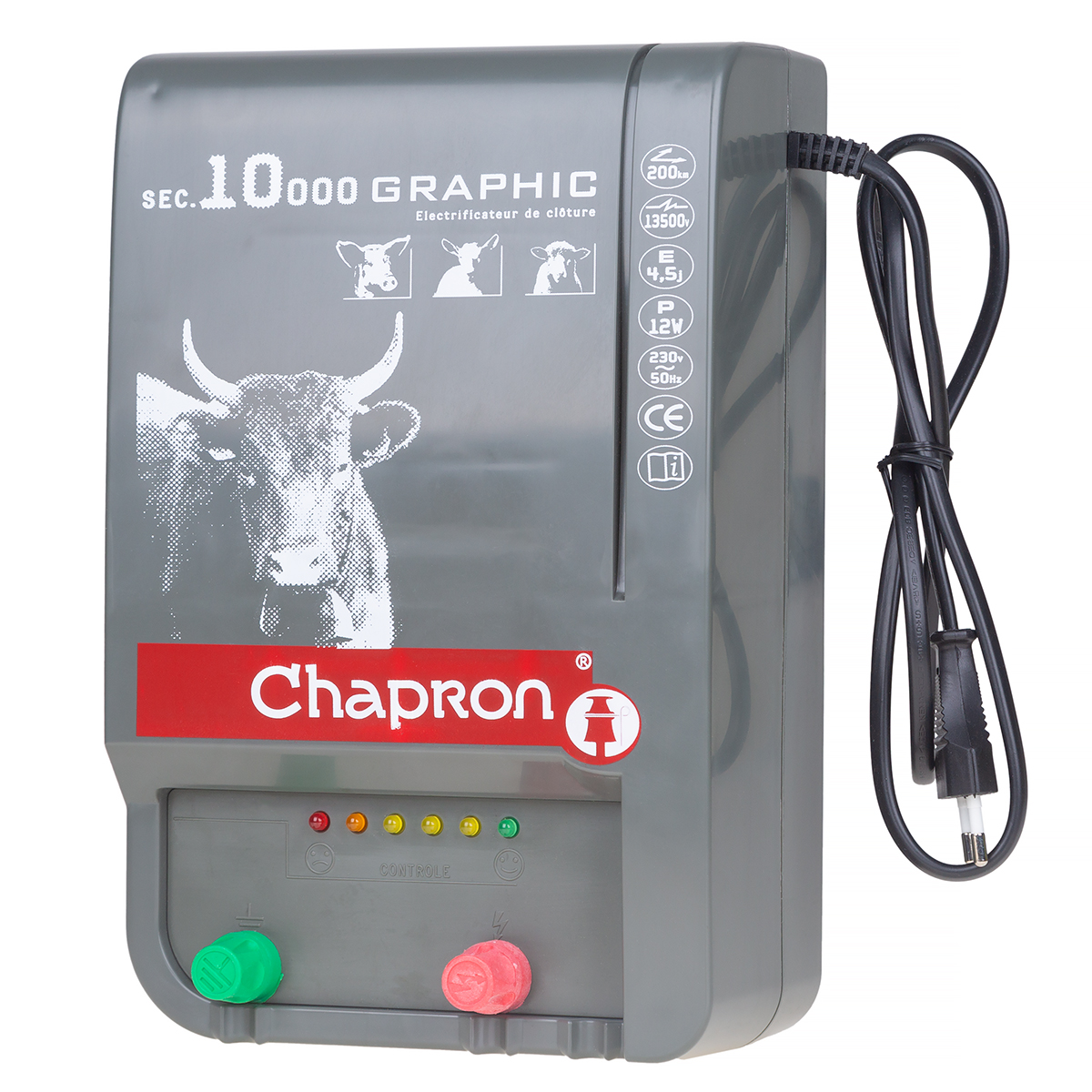 Elektryzator Chapron SEC10000 dla bydła i dzikich zwierząt z kontrolą napięcia