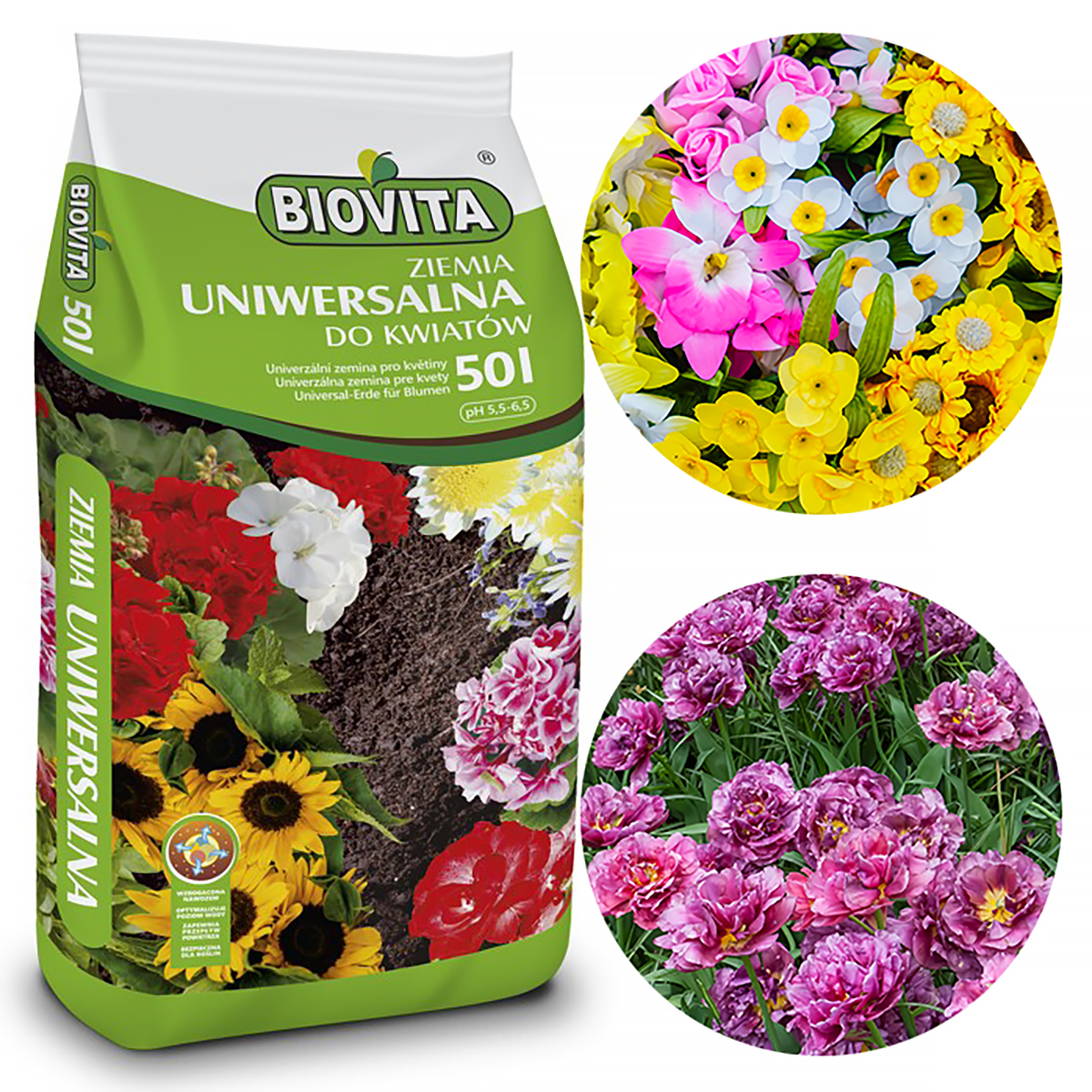 Biovita podłoże uniwersalne ziemia z nawozem i torfem do kwiatów 50 l