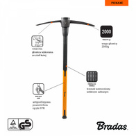 Kilof ogrodniczy mocny z trzonkiem FIBERGLASS głowica 2 kg