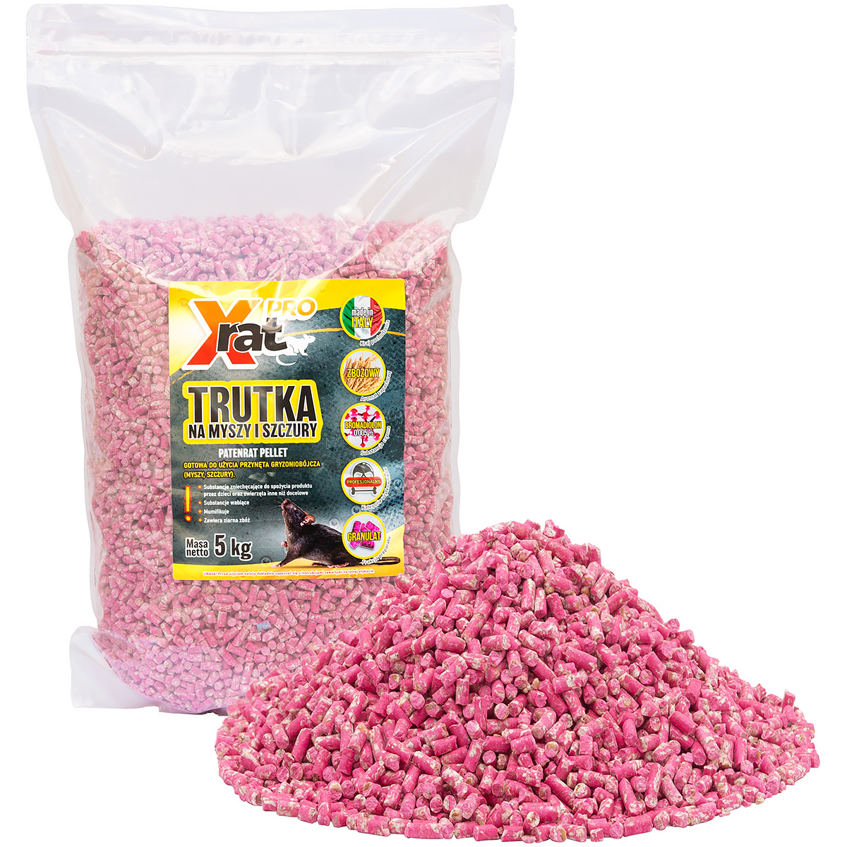Najmocniejsza trutka na szczury i myszy granulat X-RAT PRO 5 kg