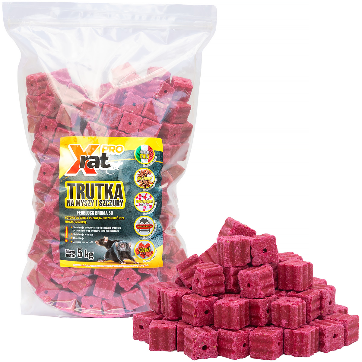 Kostka na szczury i myszy mocna trutka X-RAT PRO 5 kg