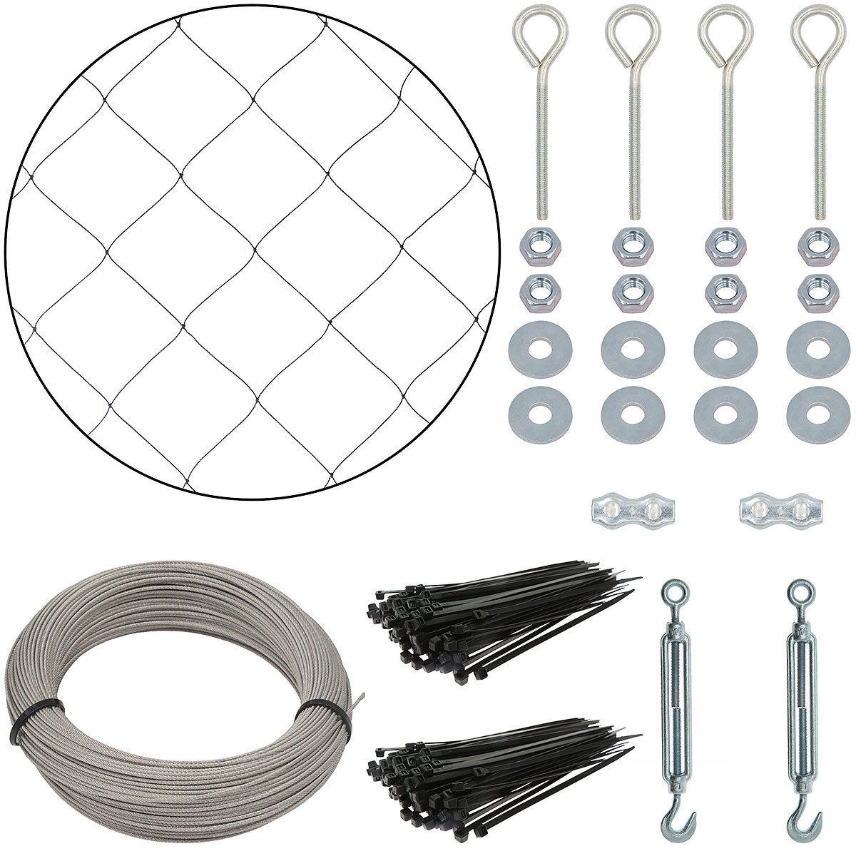 Siatka do piłkochwytów rozmiar 7x3 m oczko 6x6 cm z zestawem montażowym