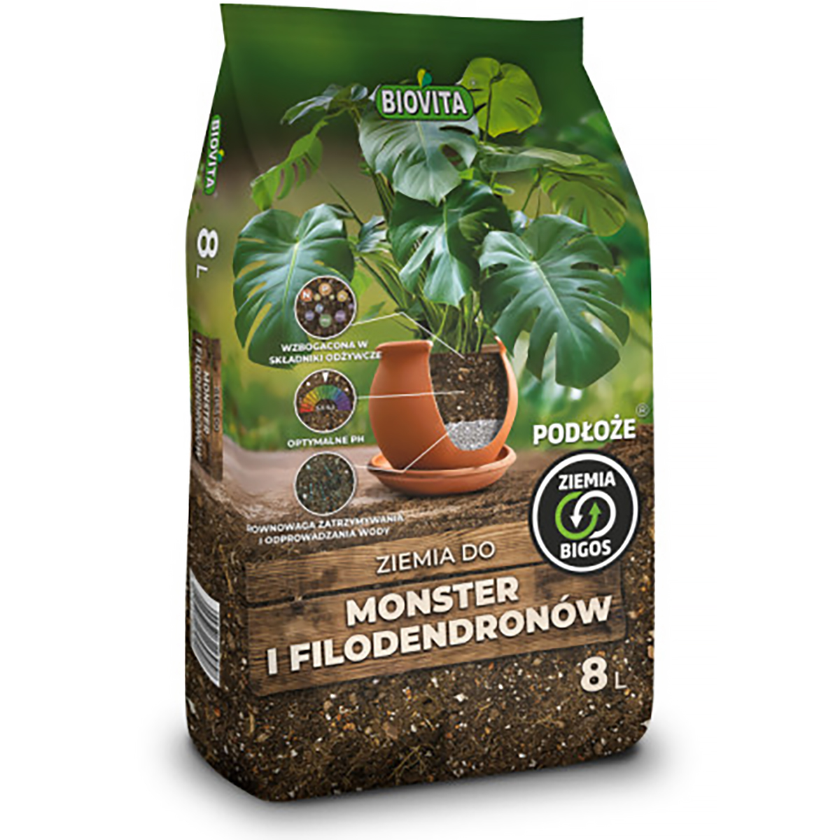 Bigos do kwiat&oacute;w ziemia do Monster i Filodendron&oacute;w Biovita 8l