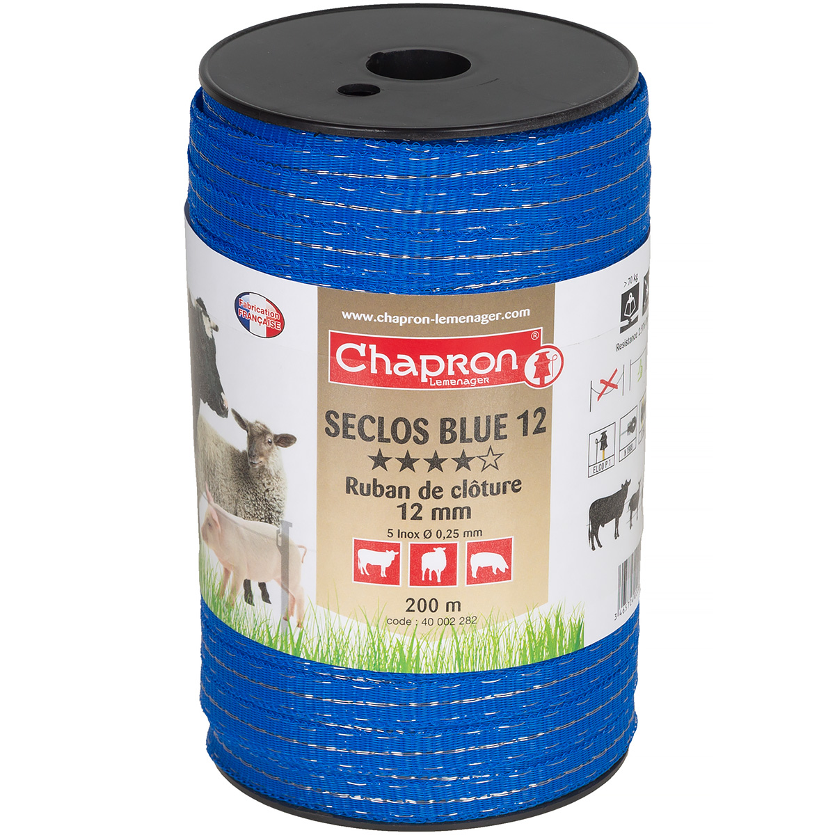 Taśma niebieska do pastuchów 12 mm BTape12 rolka 200 m