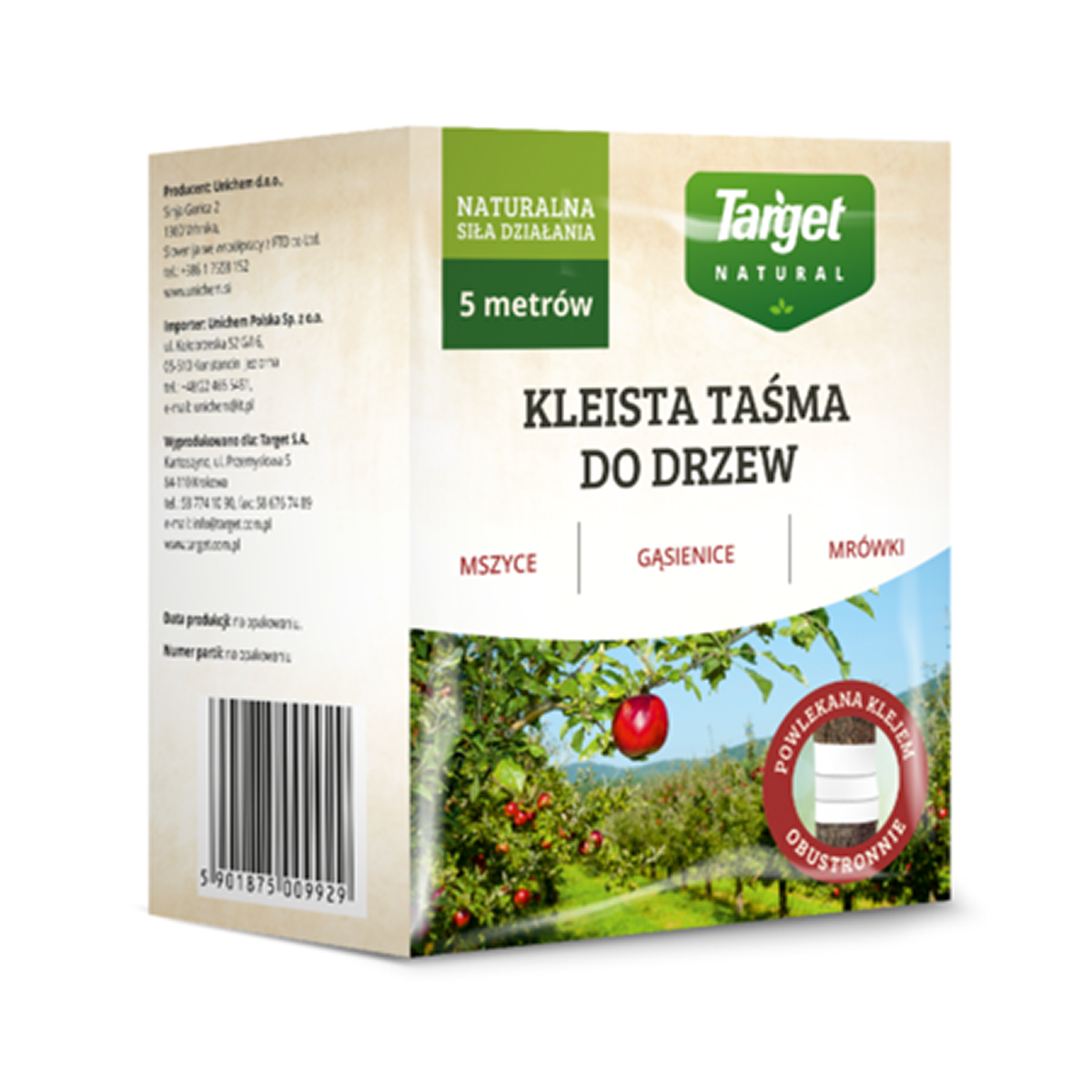 Kleista taśma do drzew Target na mszyce, gąsienice, mrówki 5 m